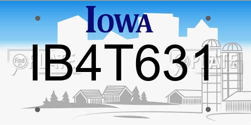 IB4T631 Iowa License Plate