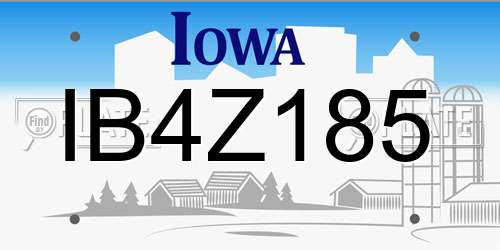 IB4Z185 Iowa License Plate