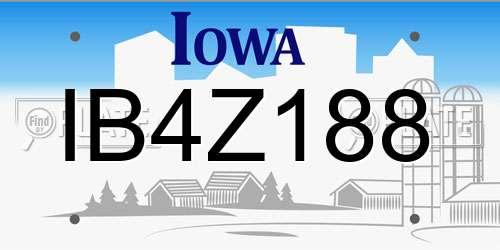 IB4Z188 Iowa License Plate