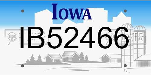 IB52466 Iowa License Plate