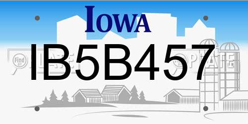 IB5B457 Iowa License Plate