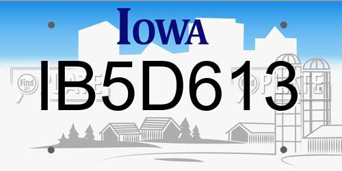 IB5D613 Iowa License Plate
