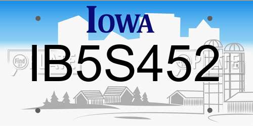 IB5S452 Iowa License Plate