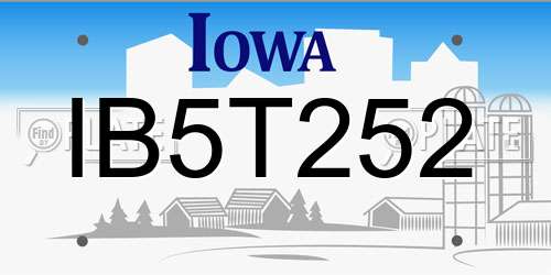 IB5T252 Iowa License Plate