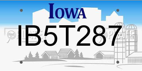 IB5T287 Iowa License Plate