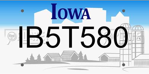 IB5T580 Iowa License Plate
