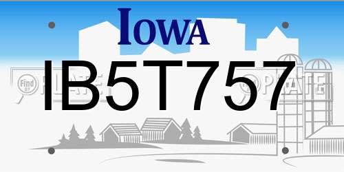 IB5T757 Iowa License Plate