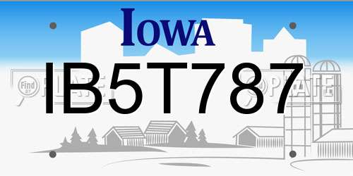 IB5T787 Iowa License Plate