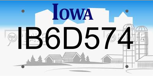 IB6D574 Iowa License Plate