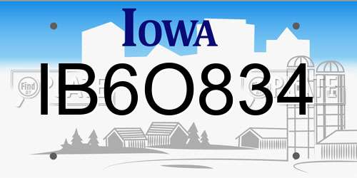 IB6O834 Iowa License Plate