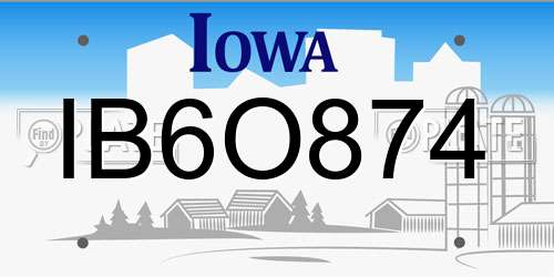 IB6O874 Iowa License Plate