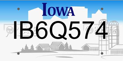 IB6Q574 Iowa License Plate