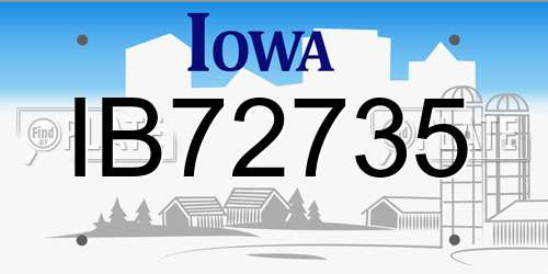 IB72735 Iowa License Plate
