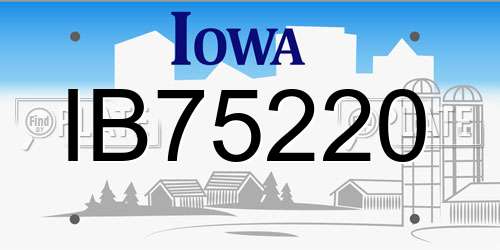 IB75220 Iowa License Plate