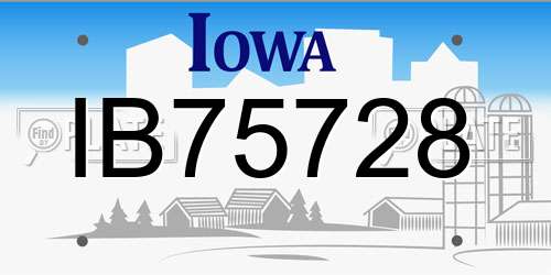 IB75728 Iowa License Plate