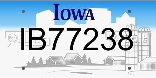 IB77238 Iowa License Plate