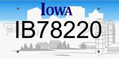 IB78220 Iowa License Plate