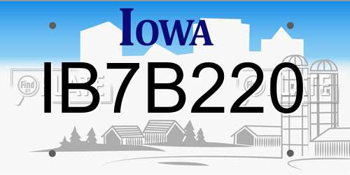 IB7B220 Iowa License Plate