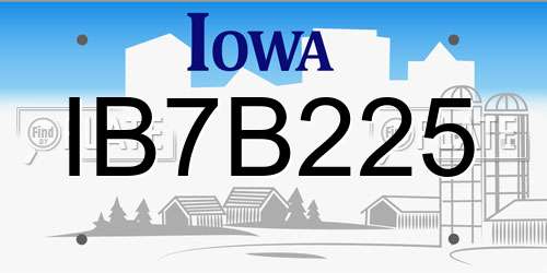 IB7B225 Iowa License Plate