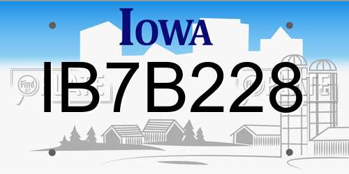 IB7B228 Iowa License Plate