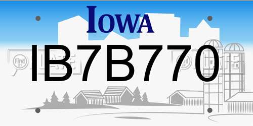 IB7B770 Iowa License Plate