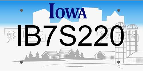 IB7S220 Iowa License Plate