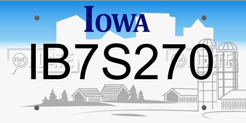 IB7S270 Iowa License Plate