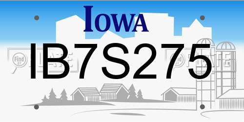 IB7S275 Iowa License Plate