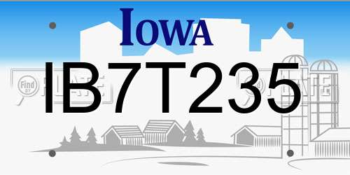 IB7T235 Iowa License Plate