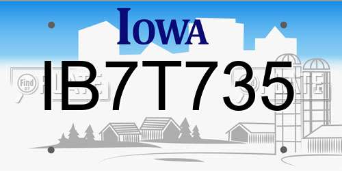 IB7T735 Iowa License Plate