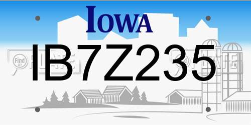 IB7Z235 Iowa License Plate