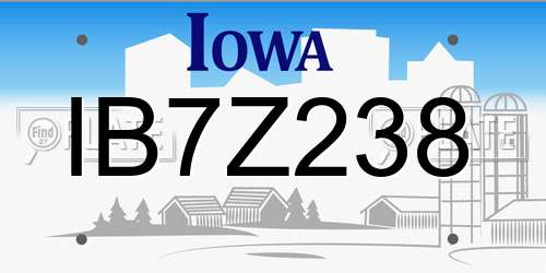 IB7Z238 Iowa License Plate