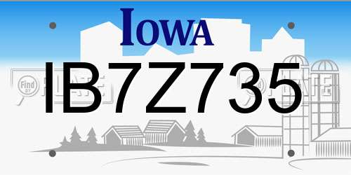 IB7Z735 Iowa License Plate