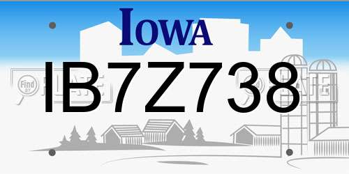 IB7Z738 Iowa License Plate