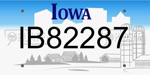 IB82287 Iowa License Plate
