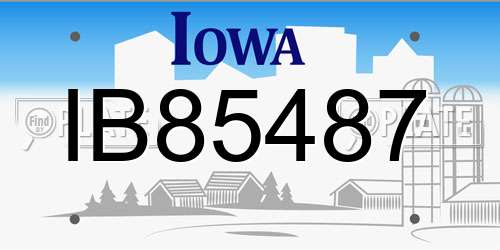 IB85487 Iowa License Plate