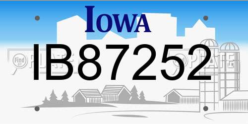 IB87252 Iowa License Plate