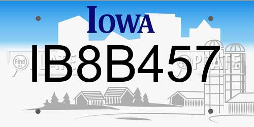 IB8B457 Iowa License Plate