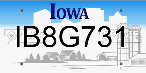 IB8G731 Iowa License Plate