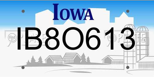 IB8O613 Iowa License Plate