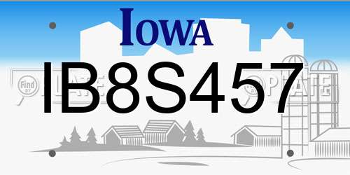 IB8S457 Iowa License Plate
