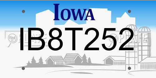 IB8T252 Iowa License Plate