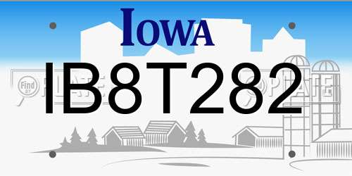 IB8T282 Iowa License Plate