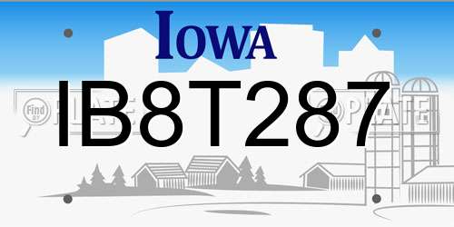 IB8T287 Iowa License Plate