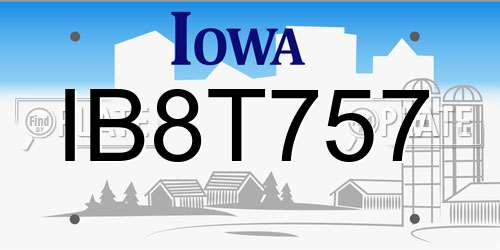 IB8T757 Iowa License Plate