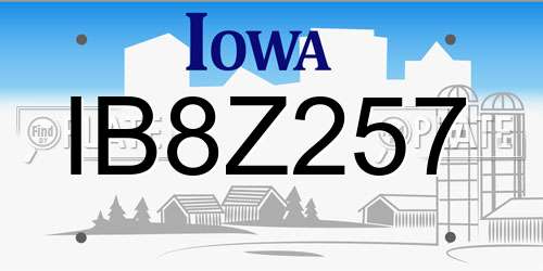 IB8Z257 Iowa License Plate