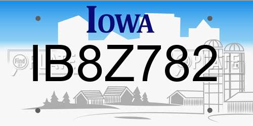 IB8Z782 Iowa License Plate
