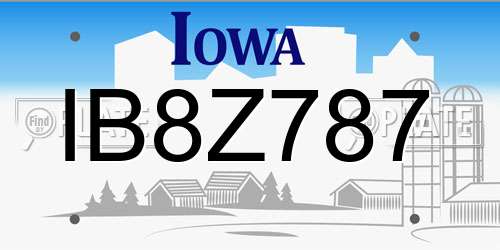 IB8Z787 Iowa License Plate