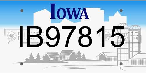 IB97815 Iowa License Plate