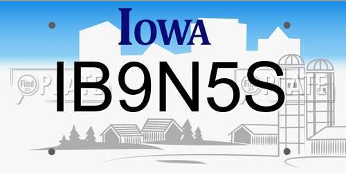 IB9N5S Iowa License Plate